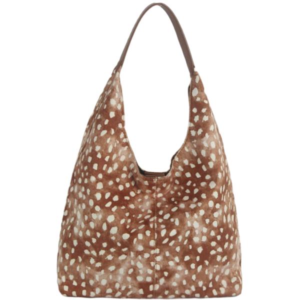 PRINTED TEXTURE SHOULDER HOBO BAG