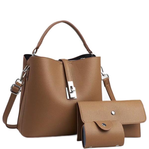 3IN1 TEXTURED BUCKET SATCHEL BAG SET