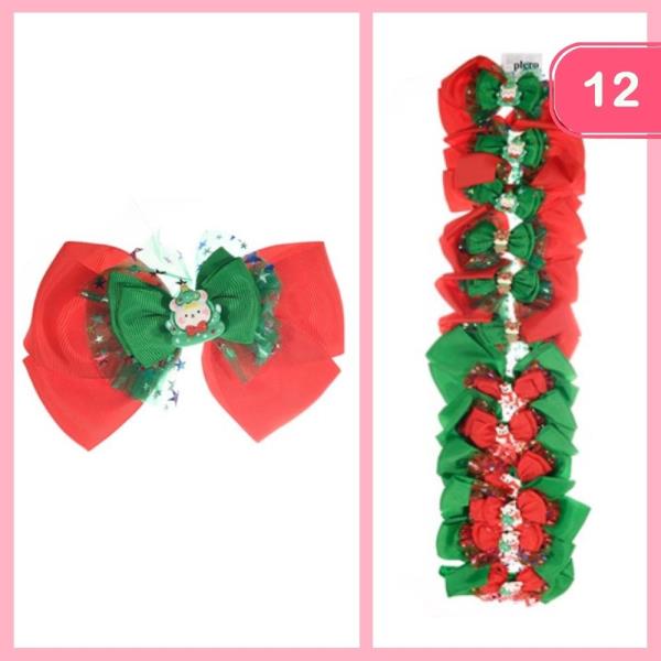 CHRISTMAS HAIR BOWS (12 UNITS)