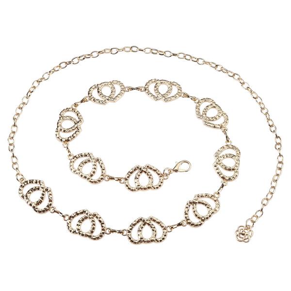 HAMMERED METAL INTERLOCKING HEART CHAIN BELT