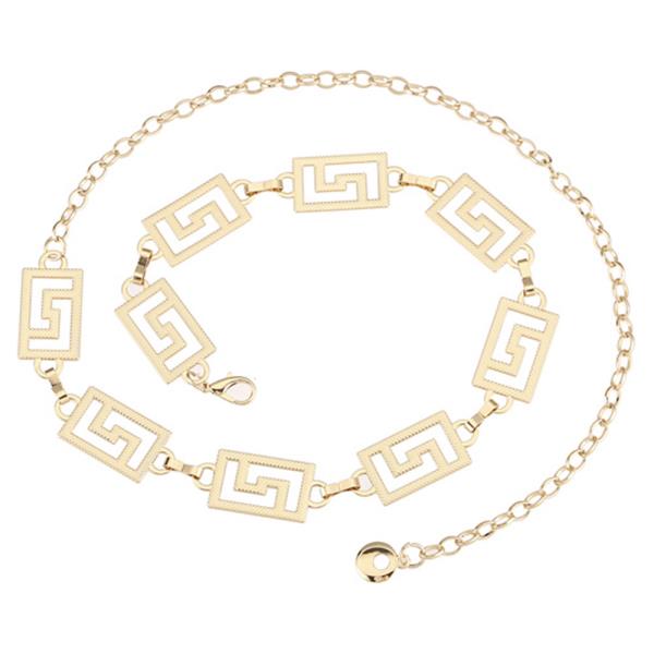 METAL GREEK KEY RECTANGLE LINK CHAIN BELT
