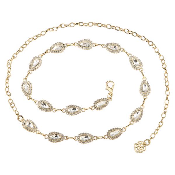 METAL RHINESTONE HALO TEARDROP CRYSTAL STONE CHAIN BELT