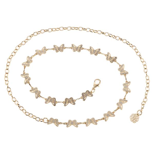 METAL RHINESTONE BUTTERFLY CHAIN BELT