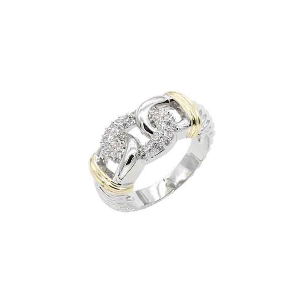 Two Tone Plated Clear CZ Ring