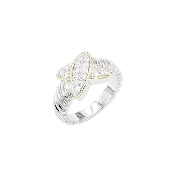 Two Tone Plated Clear CZ Ring