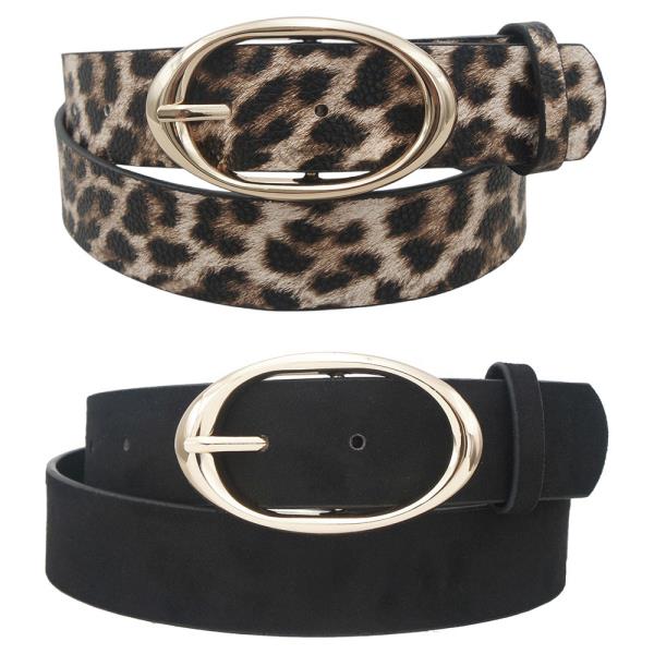 MICROSUEDE PU ORGANIC OVAL BUCKLE DUO BELT