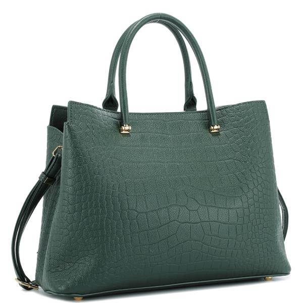 CROC TEXTURED HANDLE SATCHEL BAG