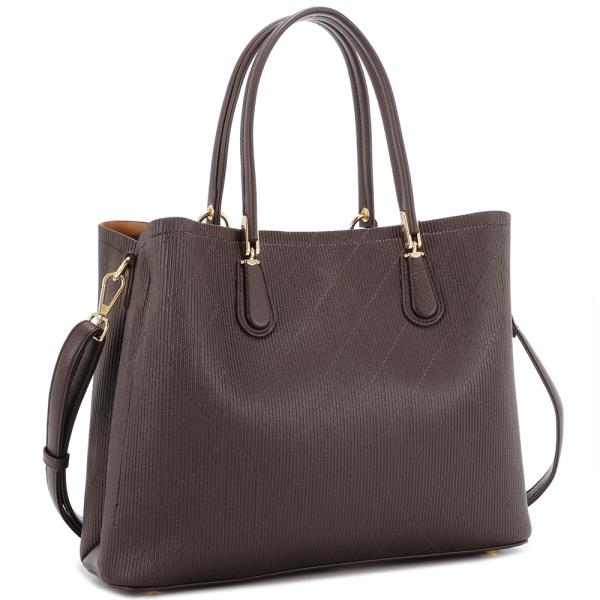 QUILTED TEXTURE HANDLE SATCHEL BAG