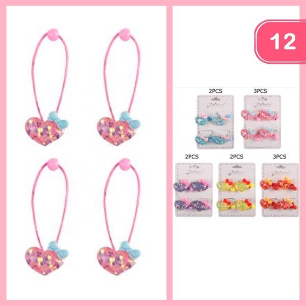 Glittery Heart Hair Tie (12 Units)