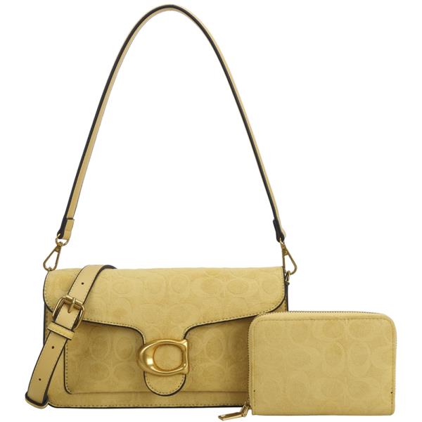 2IN1 CHIC OVAL PRINT DESIGN SHOULDER CROSSBODY BAG W WALLET SET