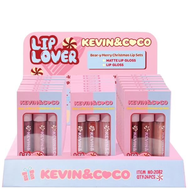 KEVIN AND COCO BEARY MERRY CHRISTMAS LIP SET (24 UNITS)