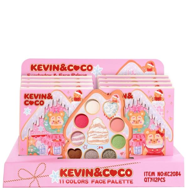 KEVIN AND COCO BEARY MERRY CHRISTMAS 11 COLORS EYESHADOW AND FACE PALETTE (12 UNITS)