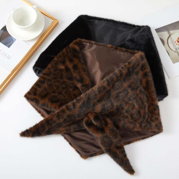 FAUX FUR TIE PULL THROUGH NECK WRAP SCARF