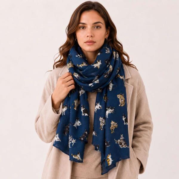 CAT PRINT LONG SCARF