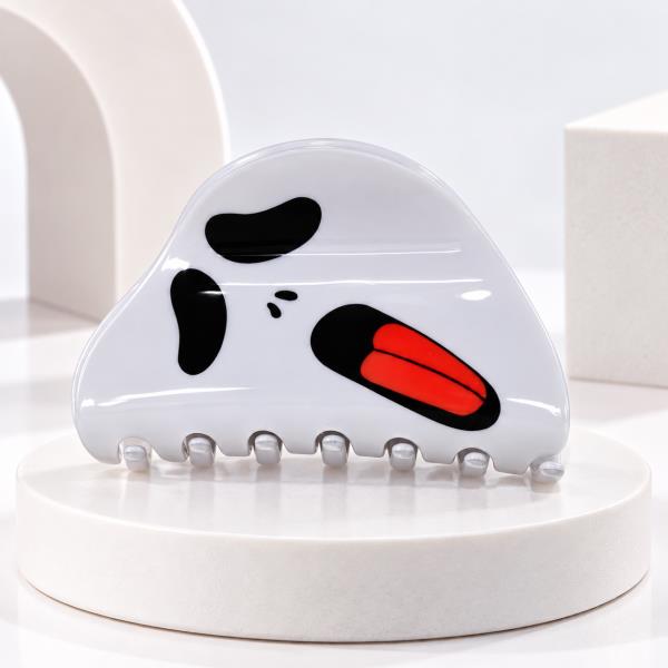 HALLOWEEN GHOST FACE TONGUE HAIR CLAW CLIP
