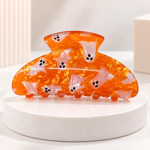 HALLOWEEN MARBLED GHOST PATTERN HAIR CLAW CLIP