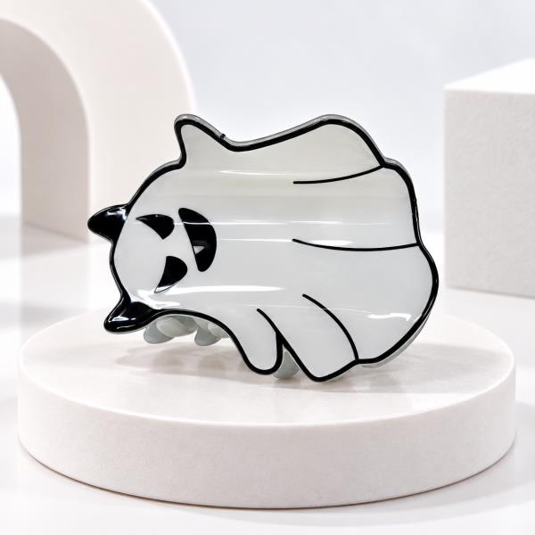 HALLOWEEN HORNED GHOST HAIR CLAW CLIP