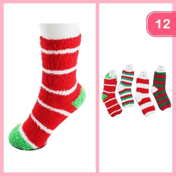 CHRISTMAS COLOR THEMED SOCKS (12 UNITS)