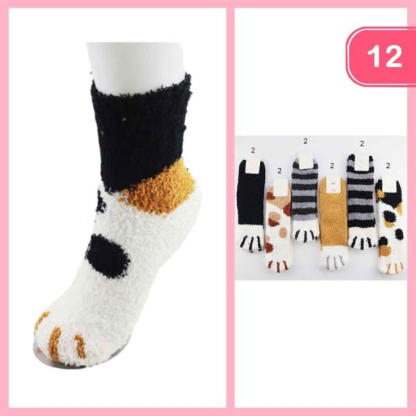 Paw Pattern Socks (12 Units)