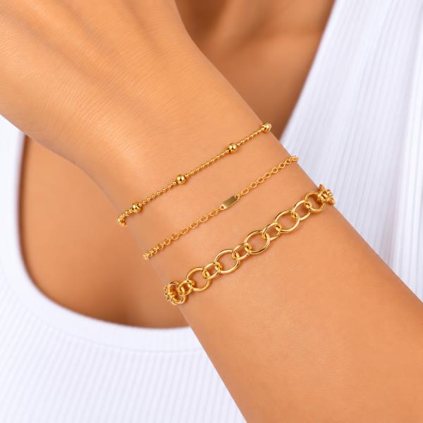 SODAJO Gold Dipped Beaded Bar Bracelet Set 3 Piece