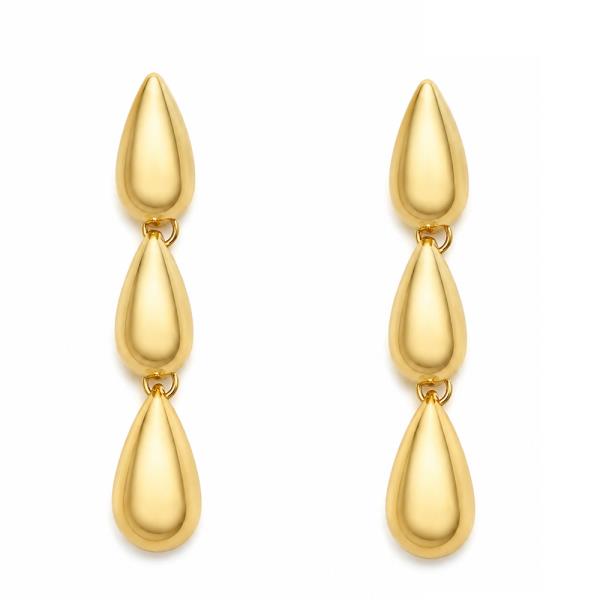 METAL TRIPLE TEARDROP DROP EARRING