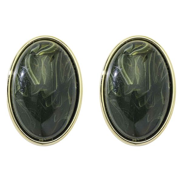 COLOR OVAL STONE STUD EARRING