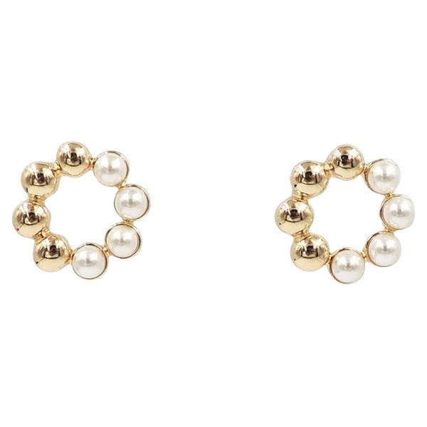PEARL BEAD CIRCLE  EARRING