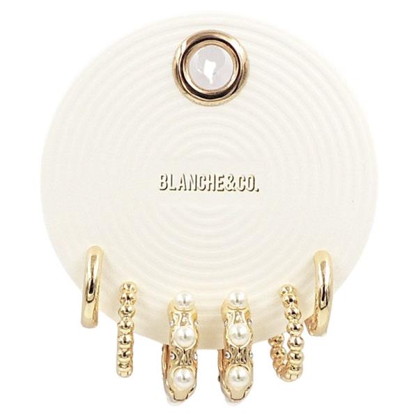 3PRS  PEARL BEADED HOOP EARRING SET