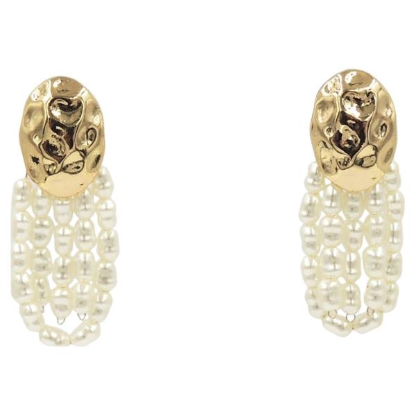 HAMMER OVAL PEARL LINEAR EARRING