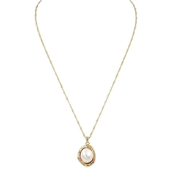 18K Brass Baroque Pearl Square Pendant