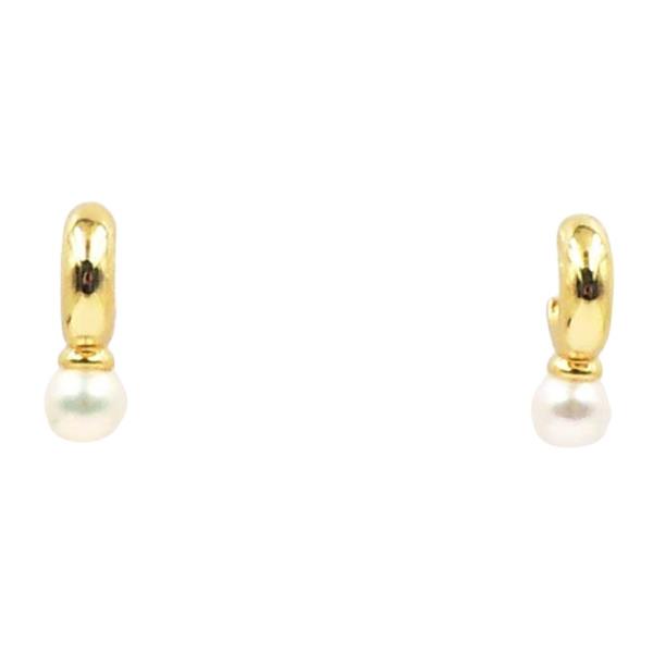 18K GD PEARL DANGLE HOOP EARRING