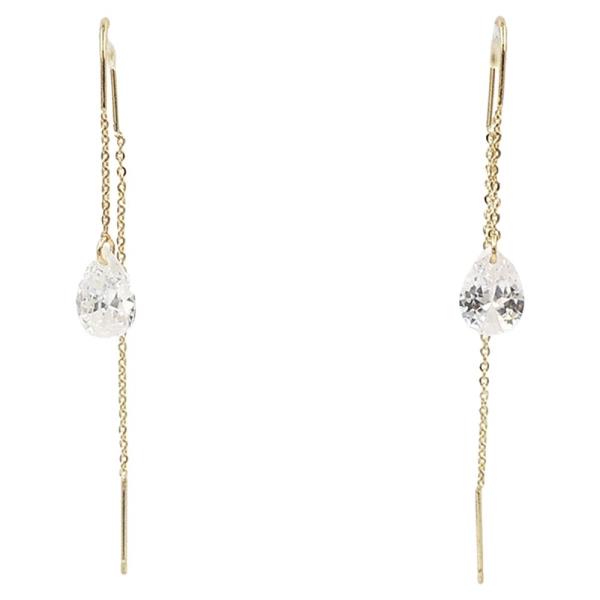 18K BRASS- CZ LINEAR CZ EARRING