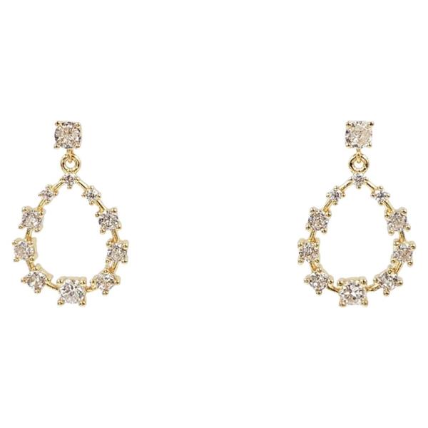 18K BRASS TEARDROP CZ EARRING