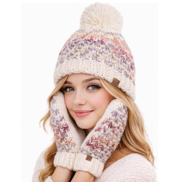 OMBRE SEED STITCH YARN POM BEANIE