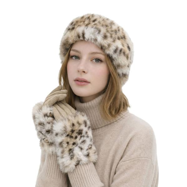 CC SNOW LEOPARD FAUX HEADWRAP