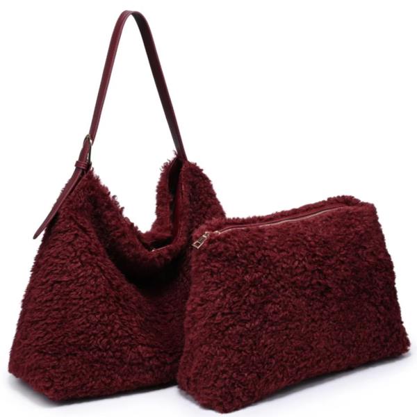 2IN1 SHERPA NEVE TOTE BAG W POUCH SET