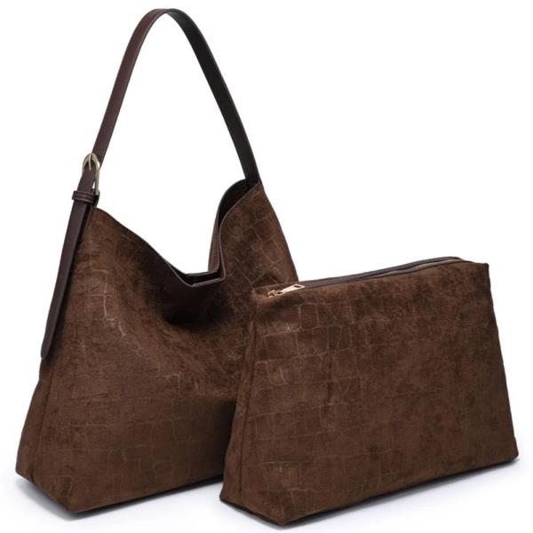 2IN1 CROCO NEVE TOTE BAG W POUCH