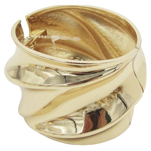 Metal Layered Wave Wide Cuff Bracelet