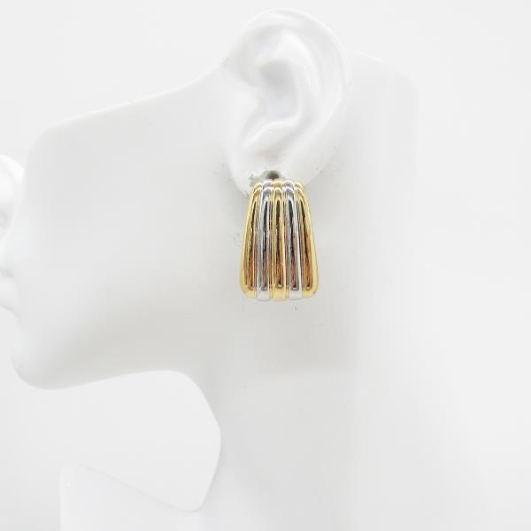 METAL TWO TONE MULTI ROW TAPERED STUD EARRING