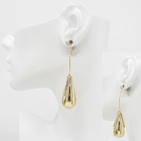 Metal Rhinestone Fringe Teardrop Dangle Earring