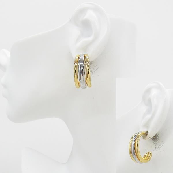 METAL TWO TONE TRIPLE ROW HOOP EARRING