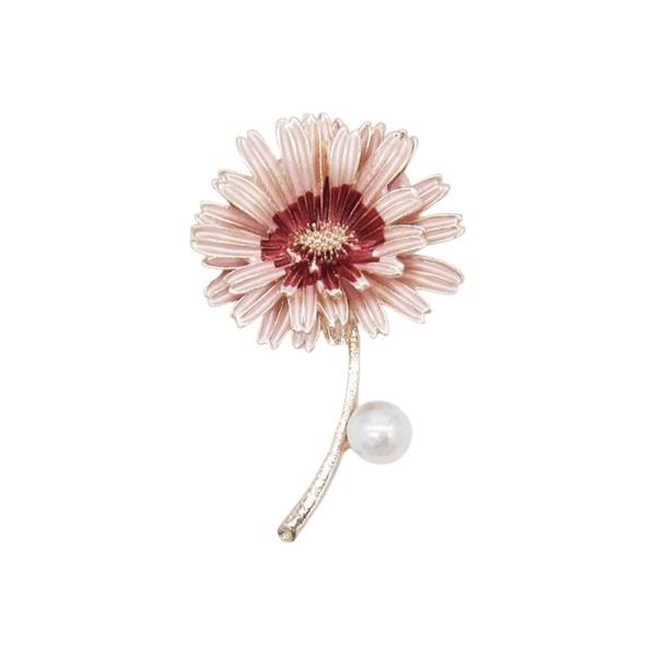 PEARL DETAIL LAYERED DAISY FLOWER BROOCH