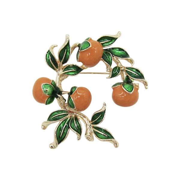 METAL FRUIT LEAF WREATH BROOCH