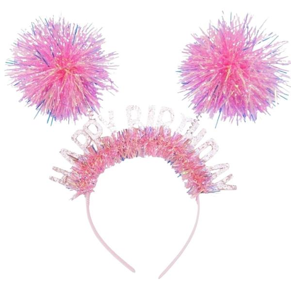 HAPPY BIRTHDAY LETTER TINSEL POM POM HEADBAND