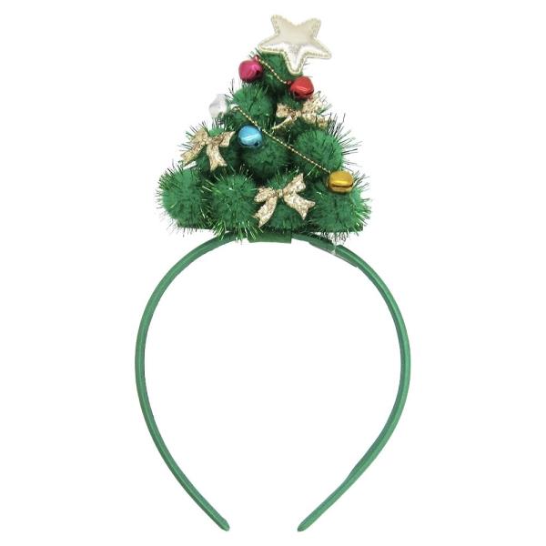 CHRISTMAS TINSEL TREE STAR BOW JINGLE BELL HEADBAND