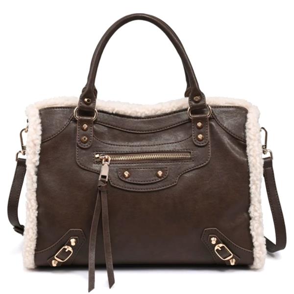 SHEARLING TRIM SERAPHINA SATCHEL BAG