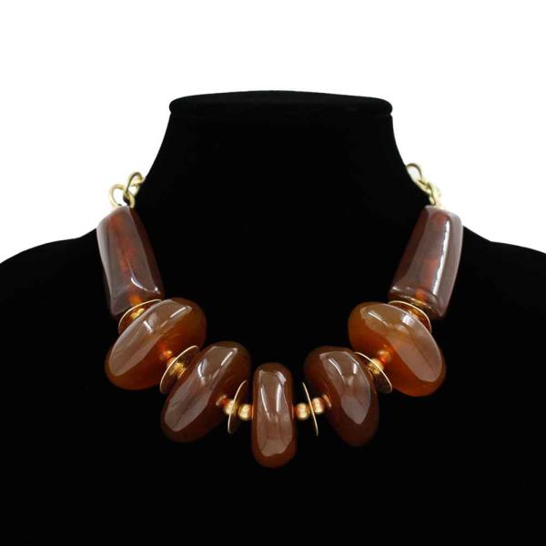 Metal Accent Chunky Graduated Bead Necklace