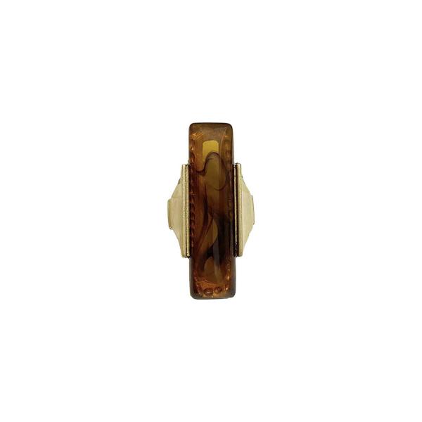 Metal Marbled Rectangular Cabochon Ring