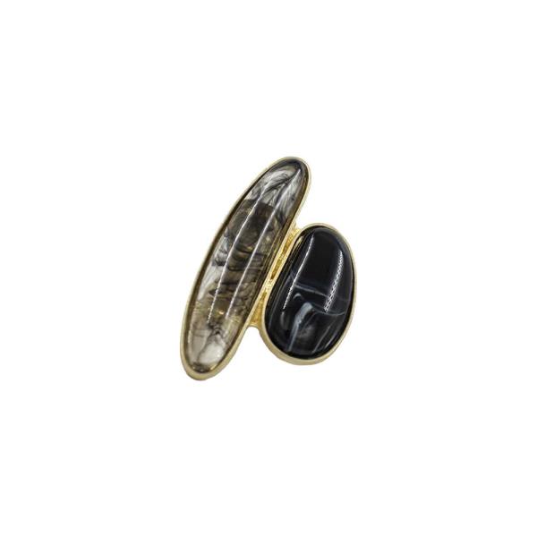 Metal Asymmetric Double Oval Cabochon Ring