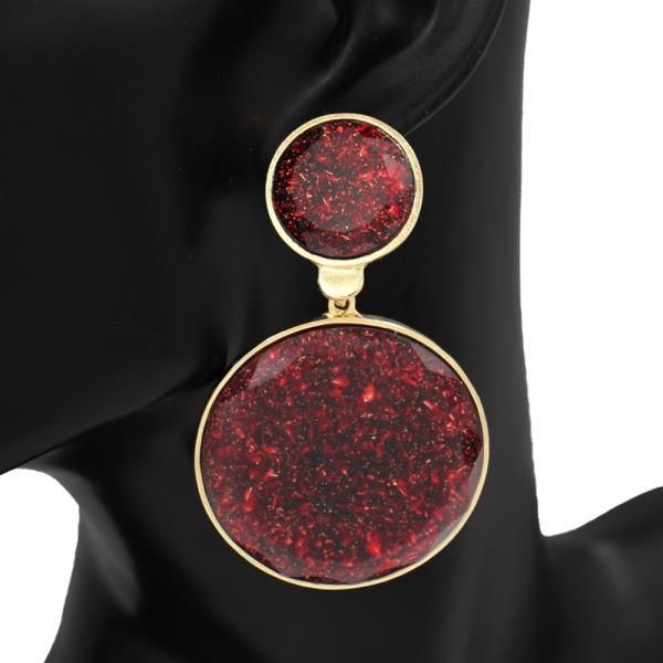 METAL GLITTER DOUBLE DISC DANGLE EARRING